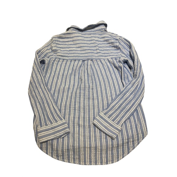 beachlunchlounge Collection Shirt Blue White Stripe Linen Blend  Top Women's S - Picture 2 of 8